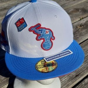 White Oakland Athletics Blue Visor Red Bottom 40th Anniversary Side Patch "Domin